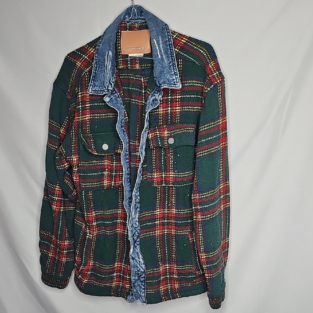 First Row Flannel Jean Button Up Warm Country Corral Horse Jacket Sz MEDIUM